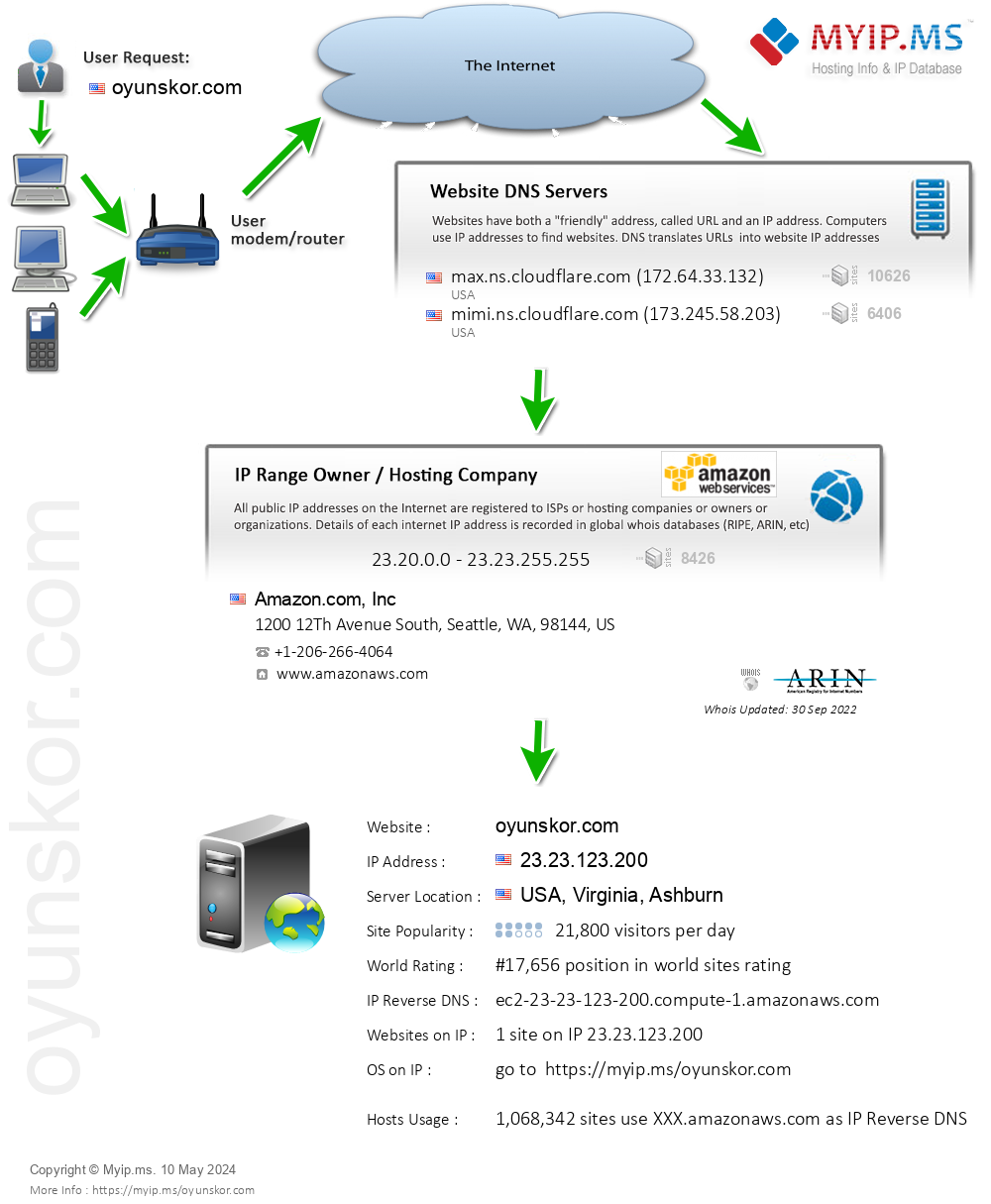 Oyunskor.com - Website Hosting Visual IP Diagram