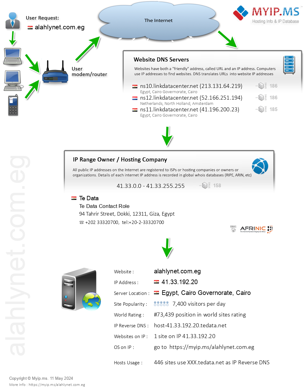 Alahlynet.com.eg - Website Hosting Visual IP Diagram